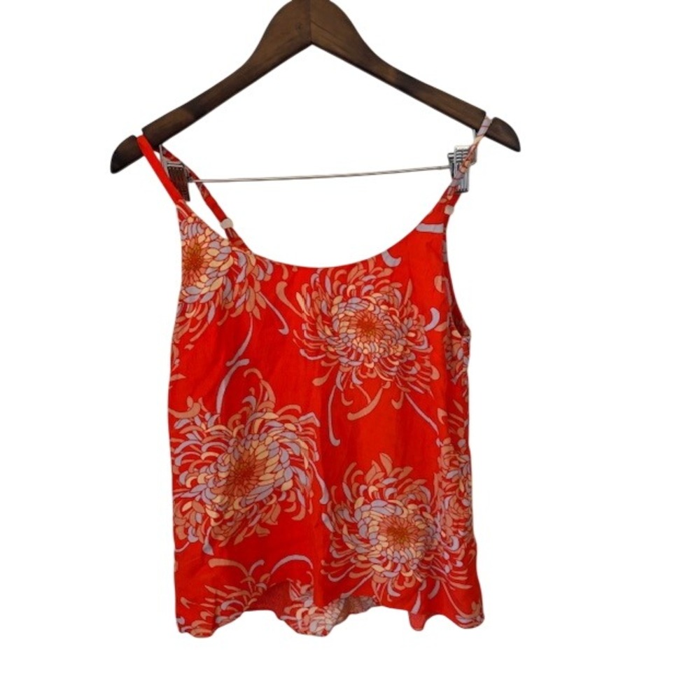 Cabi Orange Chrysanthemum Floral Rayon Camisole Tank Top XS Festival Boho
